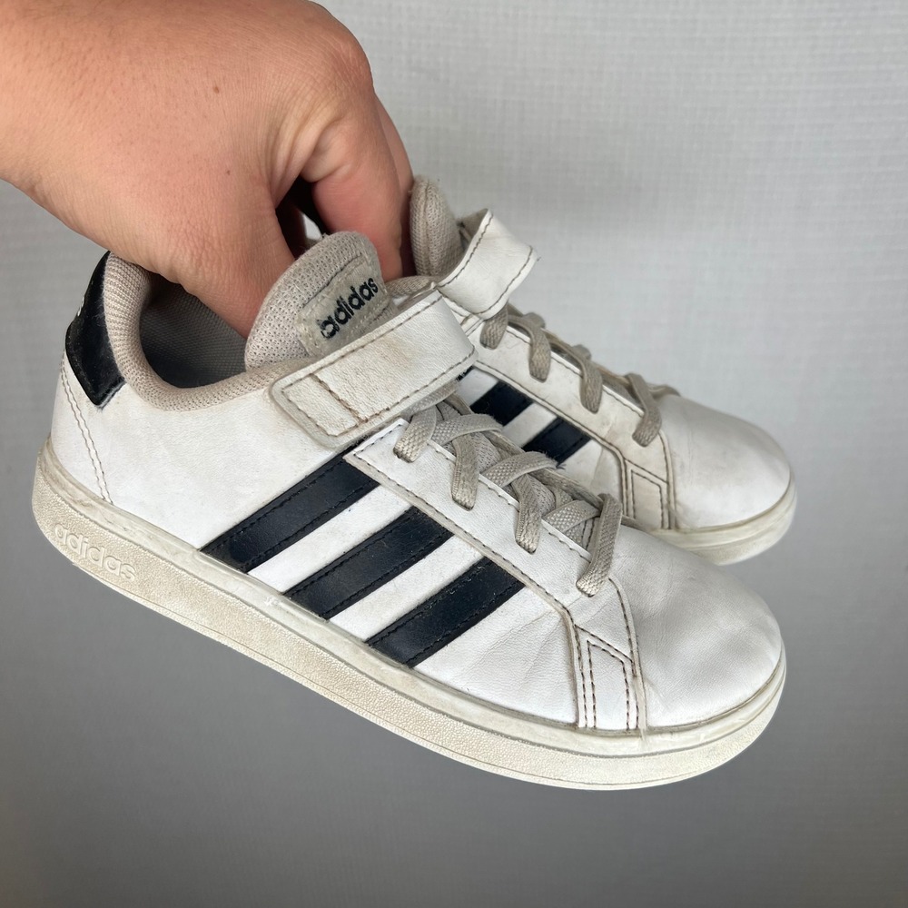 Adidas Grand Court Kids White Black Sneakers GW6514 Size 1 US